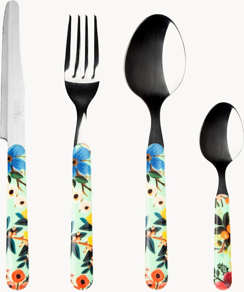 Set di 24 posate in acciaio inossidabile lucido Fiori Frida, 6 persone