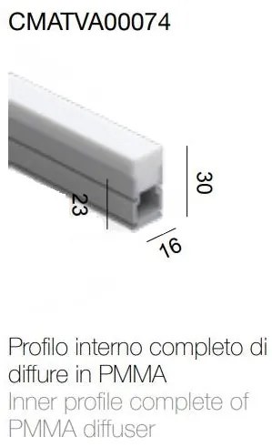 Profilo interno con diffusore in PMMA