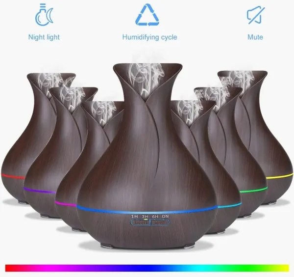 Umidificatore e ionizzatore aria LED RGB 400 ml