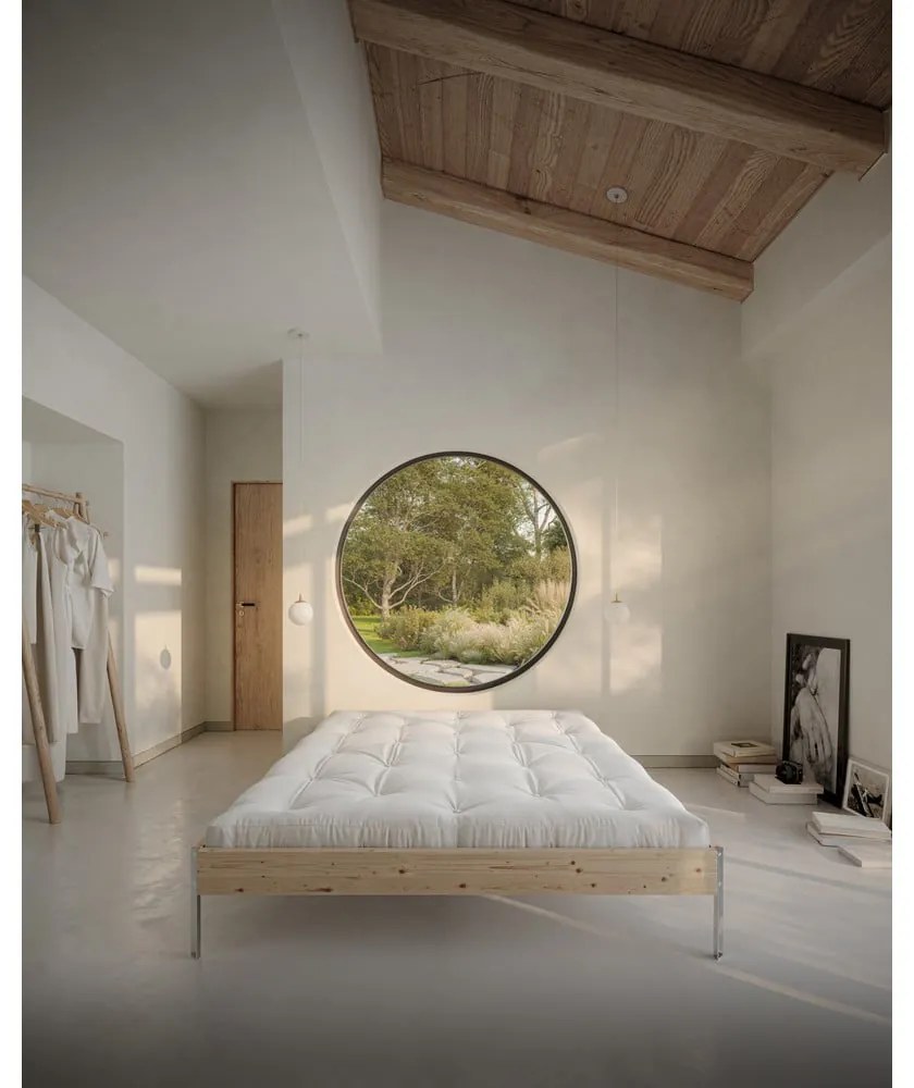Letto matrimoniale marrone in pino massiccio con rete inclusa 180x200 cm Core – Karup Design