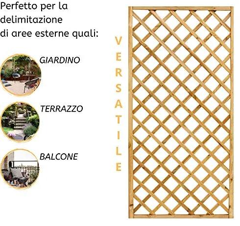 Pannello Grigliato in Legno per Giardino, Balcone, Terrazzo, per Rampicanti, Alta Recinzione Rettangolare – 90x180h