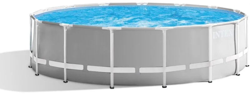 GRE - Intex 26726NP – Piscina Fuori Terra Prisma Frame Rotonda, Pompa Filtro 3785 L/h, Scaletta, Telo Base e Copertura, 16805 l, Acciaio e pvc,