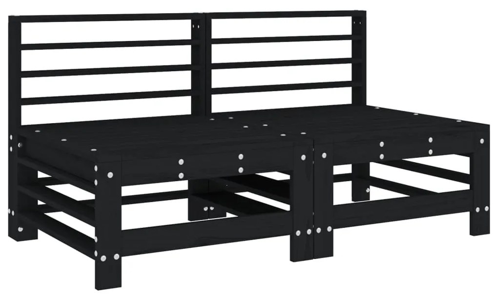 Set salotto da giardino 7 pz nero in legno massello di pino