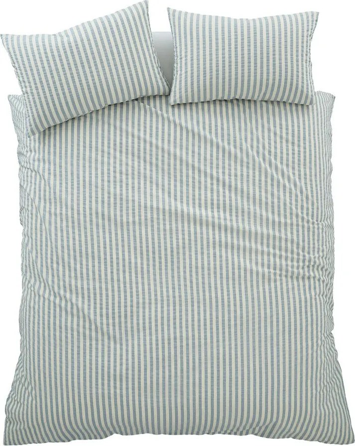 Set copripiumino e federa blu per letto singolo 135x200 cm Cotton Rich Woven Stripe – Pineapple Elephant