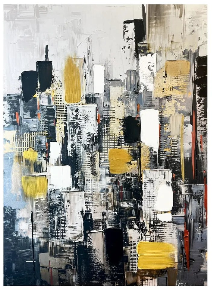Quadro con elementi dipinti a mano 70x100 cm Cityscape – Styler