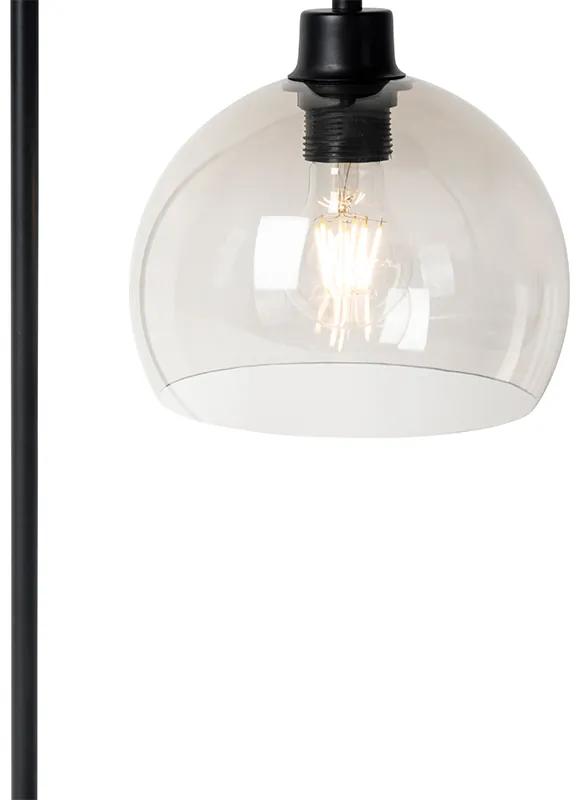 Lampada da tavolo moderna nera con effetto vetro fumè - Maly