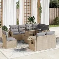 Set Divano da Giardino 9 pz con Cuscini Beige in Polyrattan 3326500