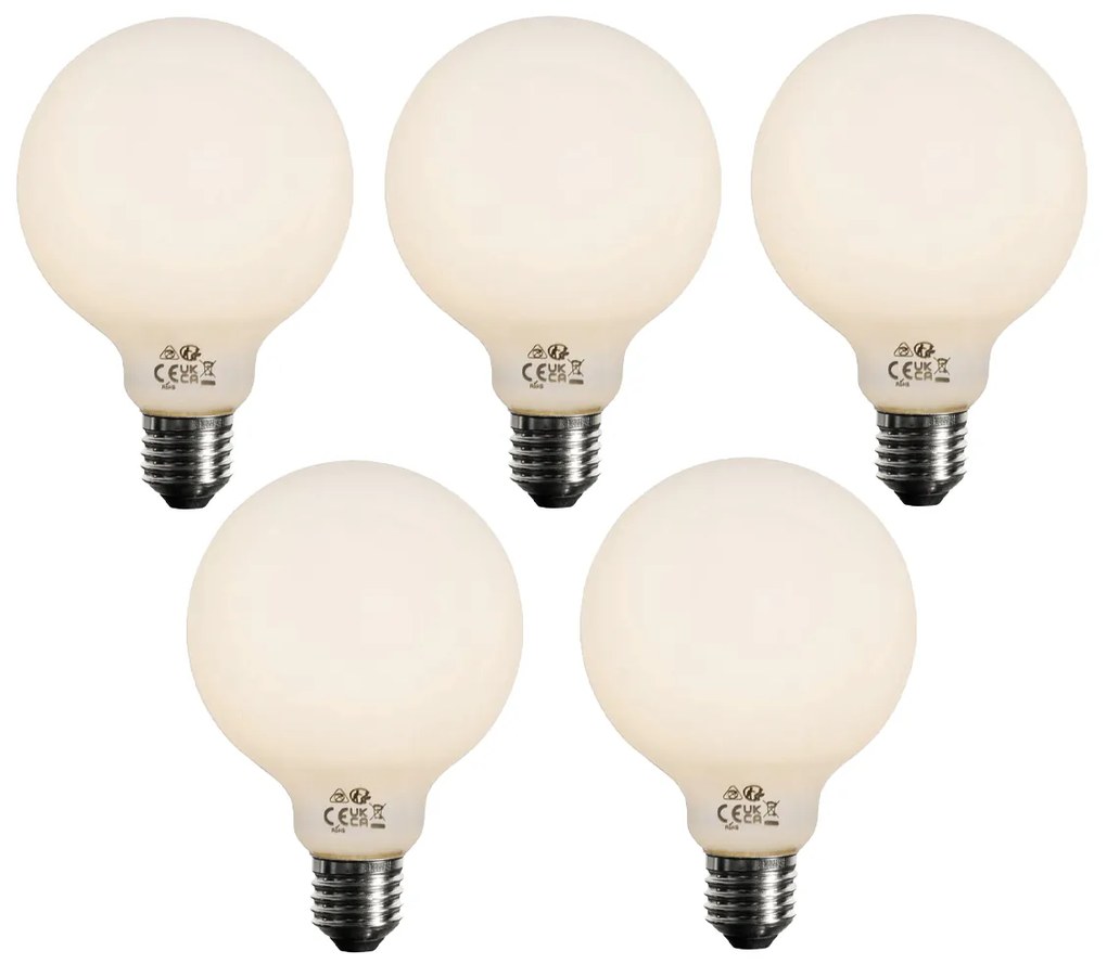 Set di 5 Lampadine LED E27 a Dimmer Vetro Opalino G95 5W 450lm 3000K