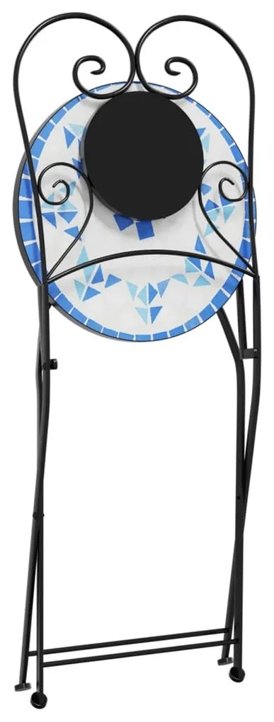 Set da bistrot con mosaico blu e bianco in ferro e ceramica