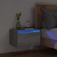 Comodino a Parete con luci LED Grigio Sonoma 836836