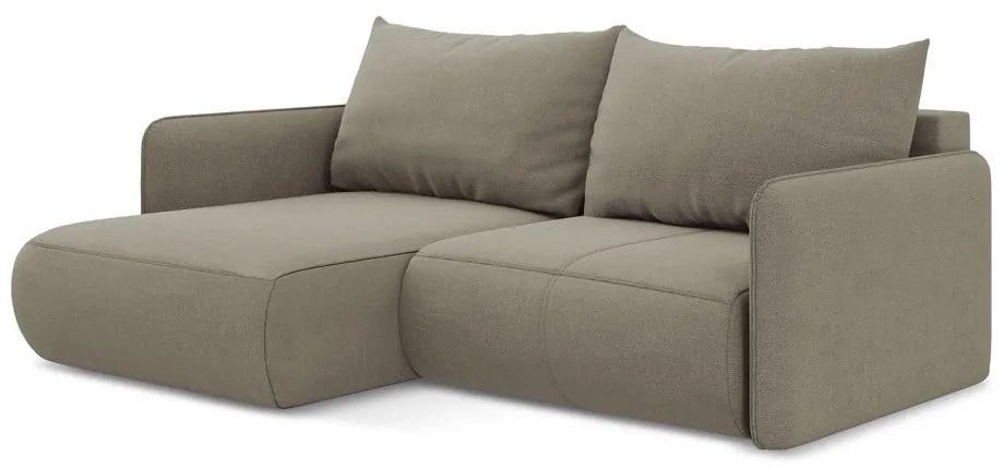 Divano angolare beige allungabile/con contenitore (con penisola a sinistra) Nanea – Makamii