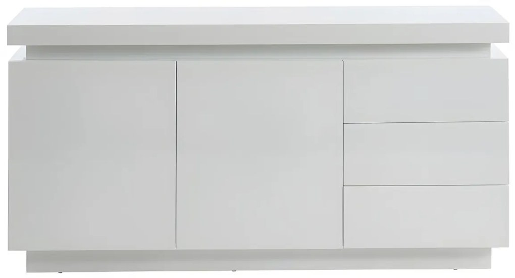 Credenza con LED, 2 ante e 2 cassetti MDF laccato bianco - EMERSON II