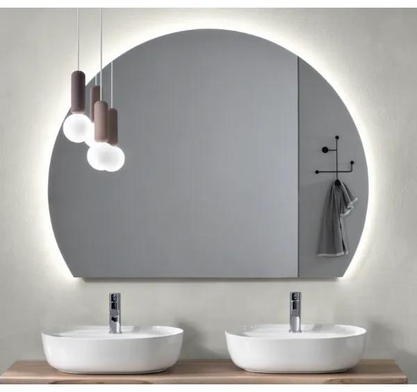 Bagno completo sospeso con base 120 specchio LED e 2 lavabi da appogio - RIO Rosa Polvere