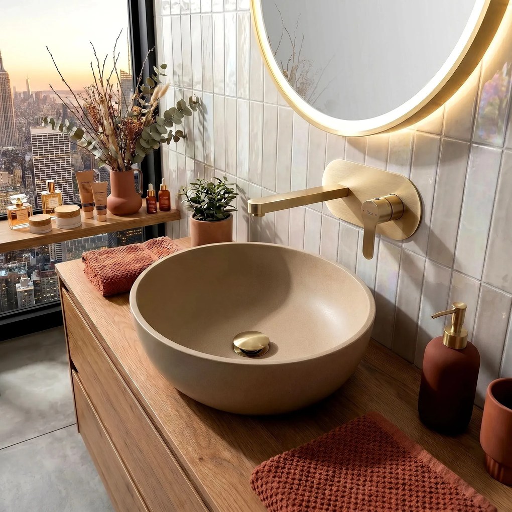 Rubinetto da parete REA Arcos Brush Gold