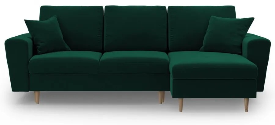 Divano angolare verde allungabile e con contenitore con rivestimento in velluto Kyoto – Cosmopolitan Design