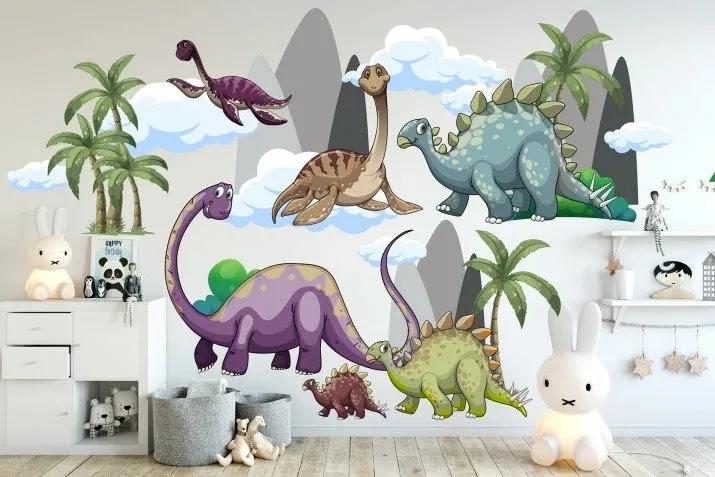 Adesivo murale per bambini il mondo perduto dei dinosauri 60 x 120 cm