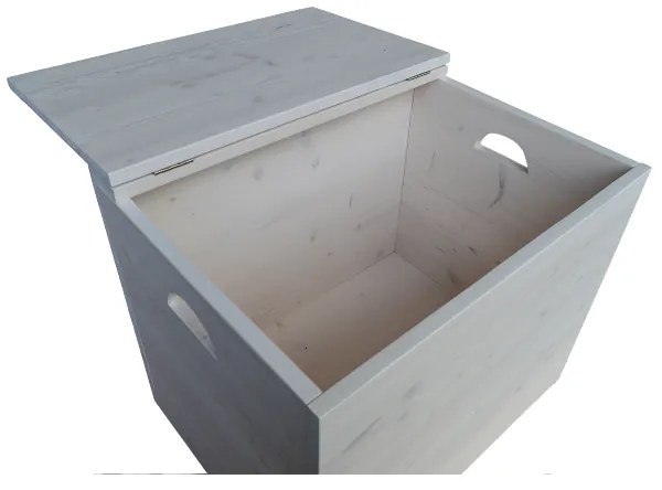 Cassapanca pouf contenitore in legno massello SHABBY CHIC cm 58