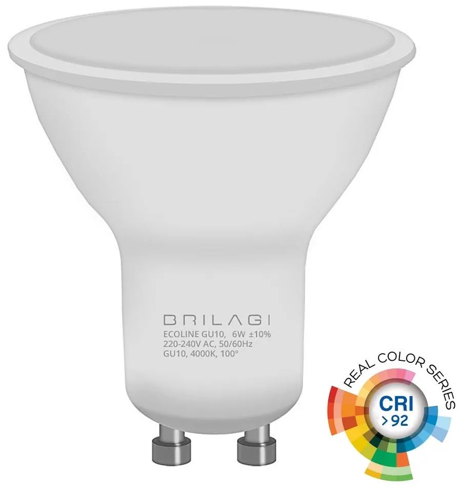 Lampadina LED ECOLINE GU10/6W/230V 4000K CRI 92 - Brilagi