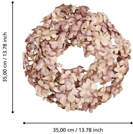 Eglo 428208 - Corona di fiori artificiali SOLVANG diametro 35 cm rosa