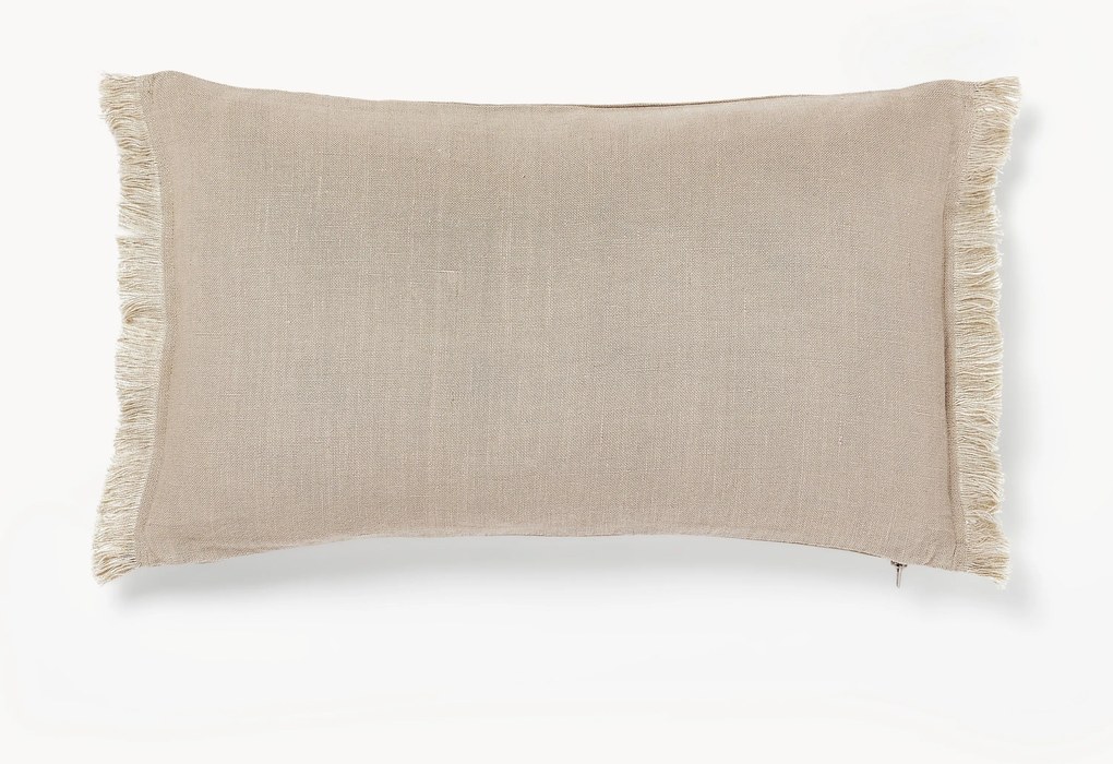 Copricuscino in lino con frange Luana