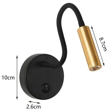 Brilagi - LED Lampada flessibile da muro MAYA LED/3W/230V 4000K nero/oro