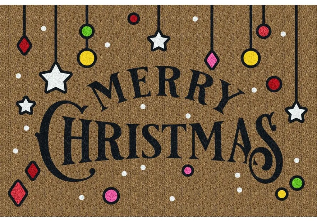 Zerbino “Merry Christmas” in Fibra di Cocco Naturale – 60×40 cm – Stampa Alta Risoluzione