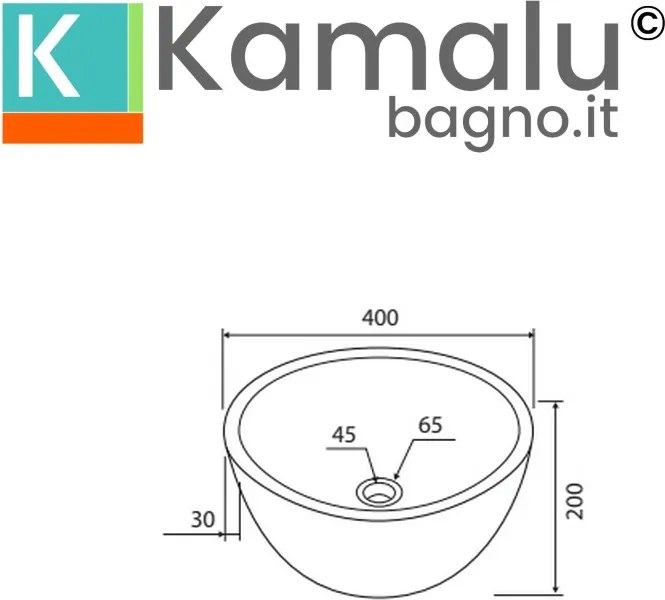 Lavabo bagno design a ciotola in marmo colore crema 40cm | Litos-LC40 - KAMALU
