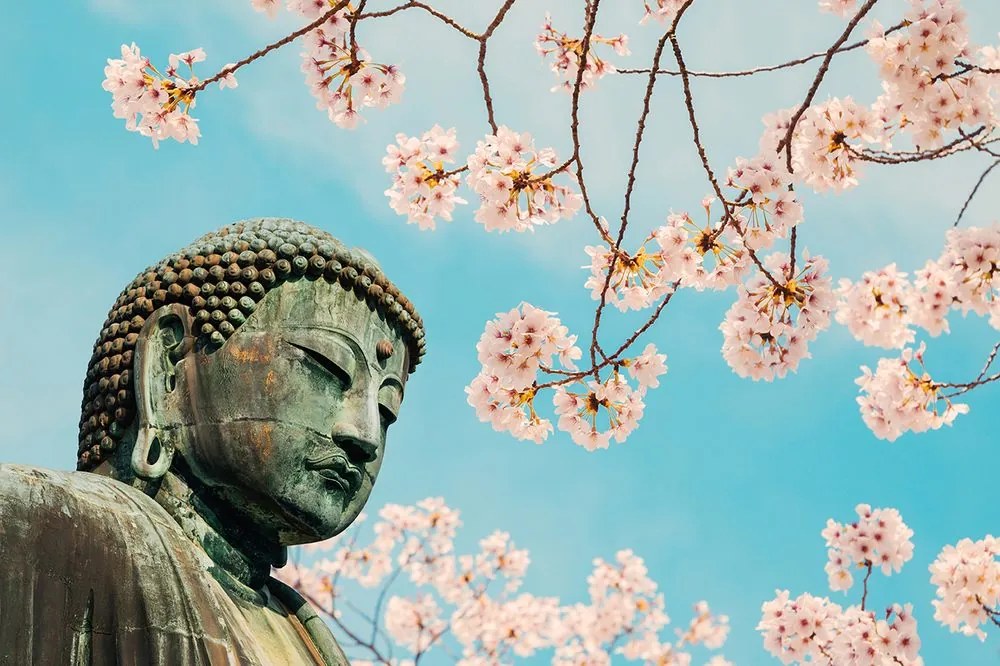 Carta da parati – Statua di Buddha con ciliegia