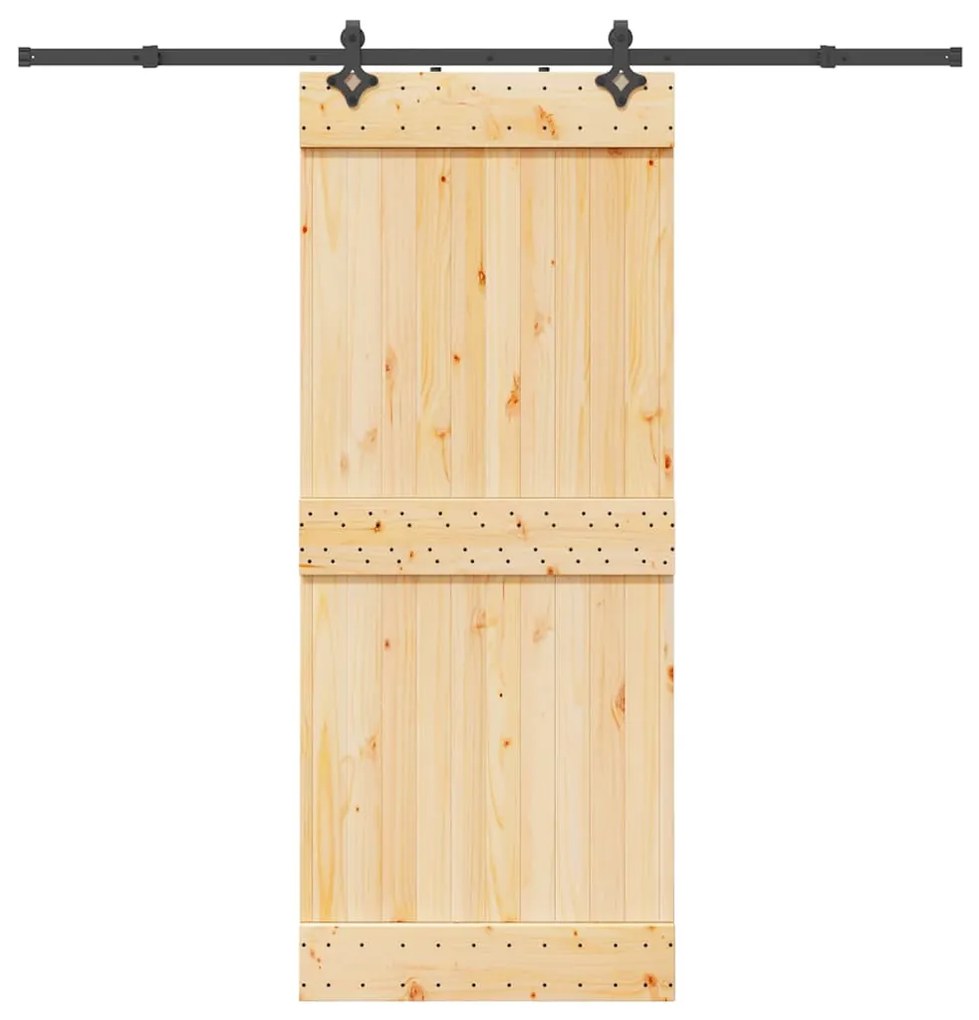 Porta Scorrevole Con Set Hardware 85x210 Cm Legno Massello Pino /
