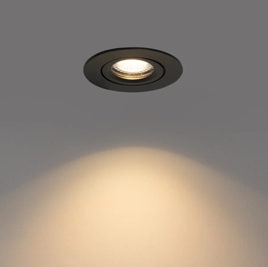 Faretto incasso nero orientabile 6,5 cm con LED incluso IP54 Ultra Slim - Pupil