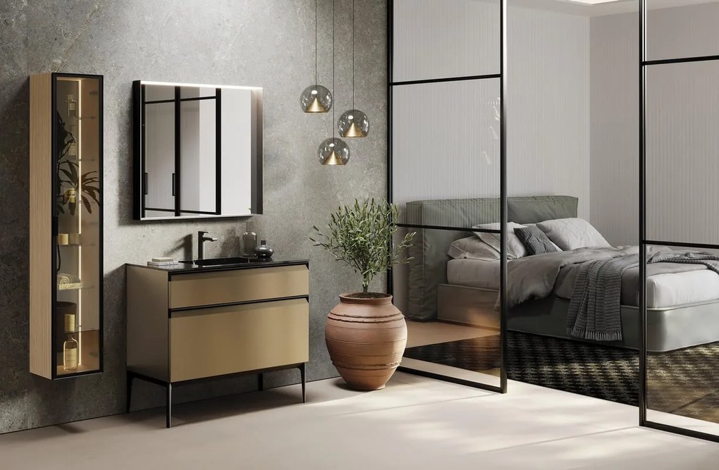 Piedino mobili da bagno (componibile) Yumi in acciaio nero H 4 cm