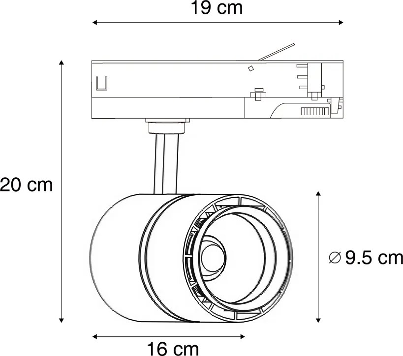 Moderne railspot wit voor 3-fase rail incl. LED - 3-Phase Ruler