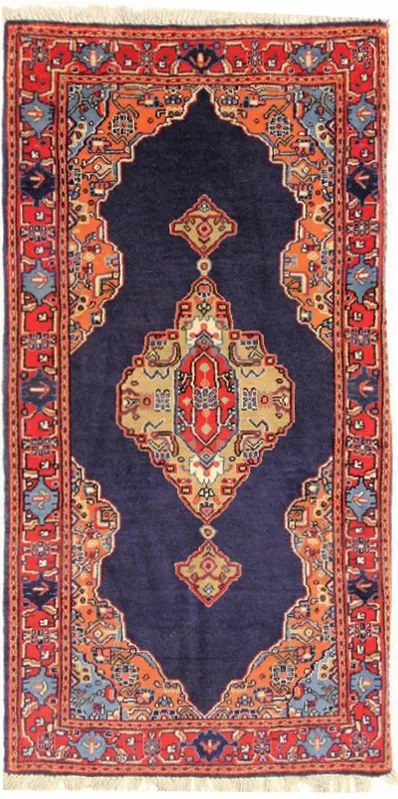 Sarouk Tappeto persiano 70x130 Blu (Iran) Annodato A Mano