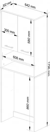 Mobile Coprilavatrice 2 Ante E Vani A Giorno 64x30x180 Diana Bianco