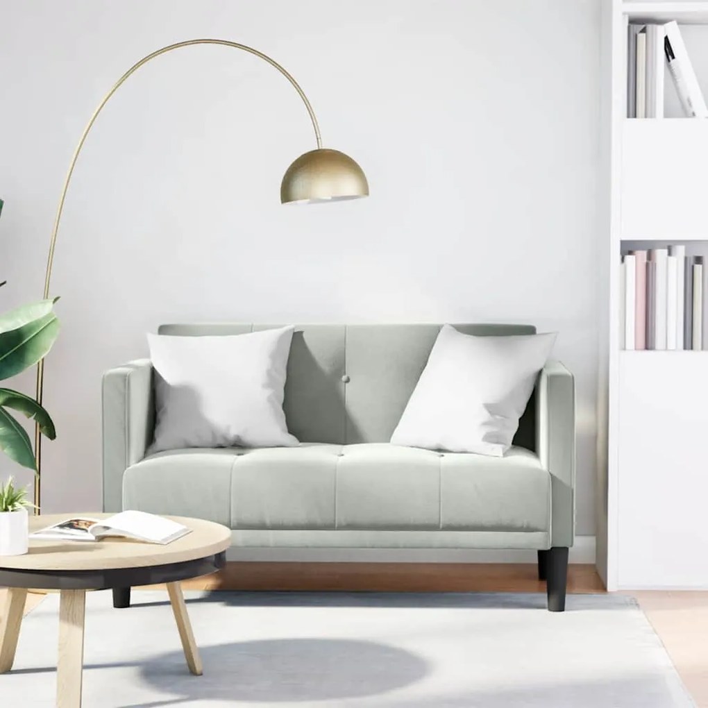 Divano Divanetto Grigio Chiaro 111 Cm İn Velluto /