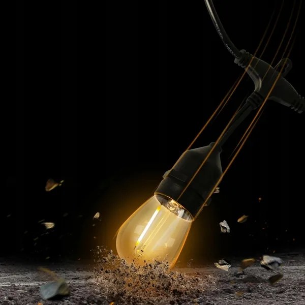 Catena luminosa decorativa LED per esterni 10xE27/1W/230V 10,94 m IP44 nera