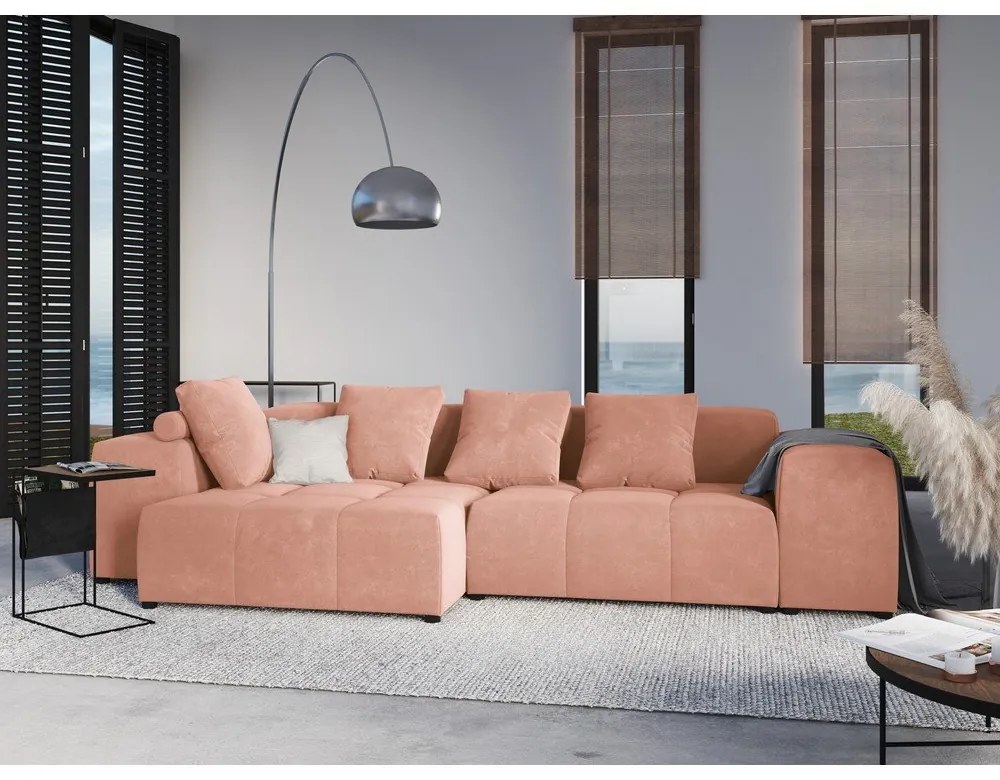 Cuscino in velluto rosa per divano componibile Rome Velvet - Cosmopolitan Design