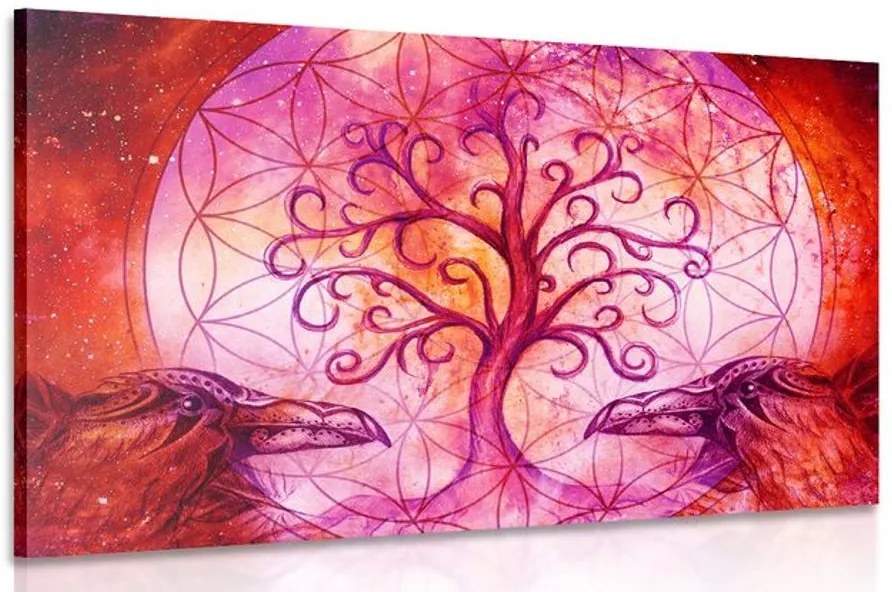 Quadro su tela – Albero della vita magico in tonalità pastello