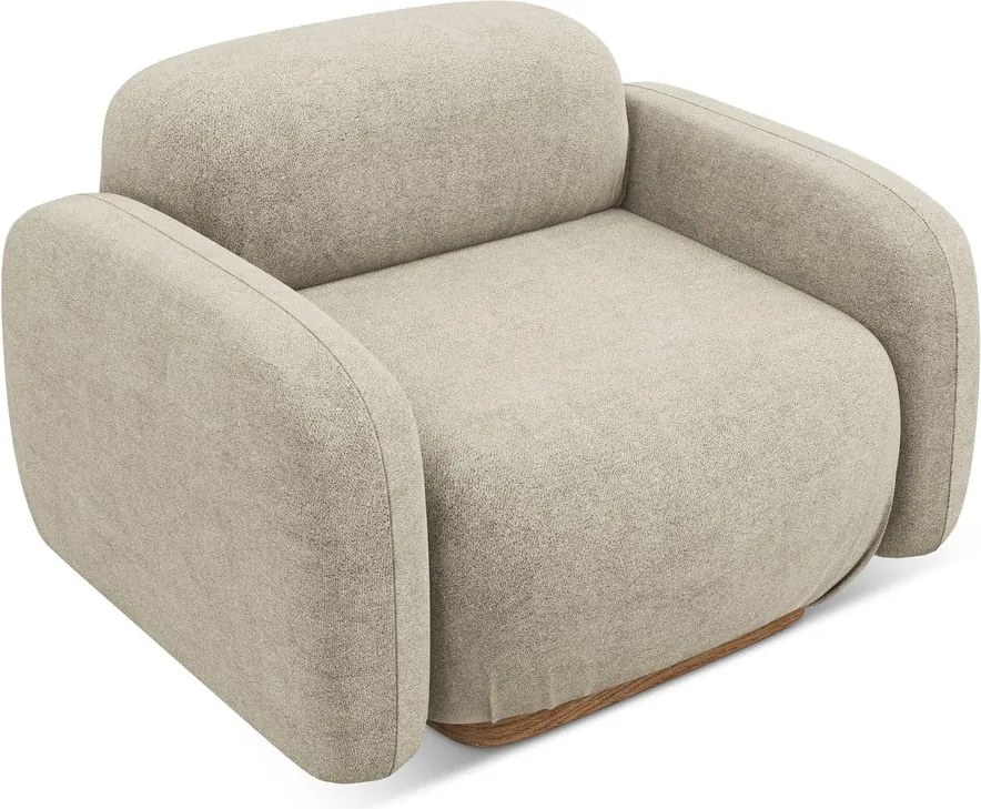 Parte divano componibile beige con rivestimento in bouclé Ailani – Makamii