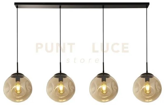 Punch 4lt bar pendant - metallo nero e vetro perforato color champagne