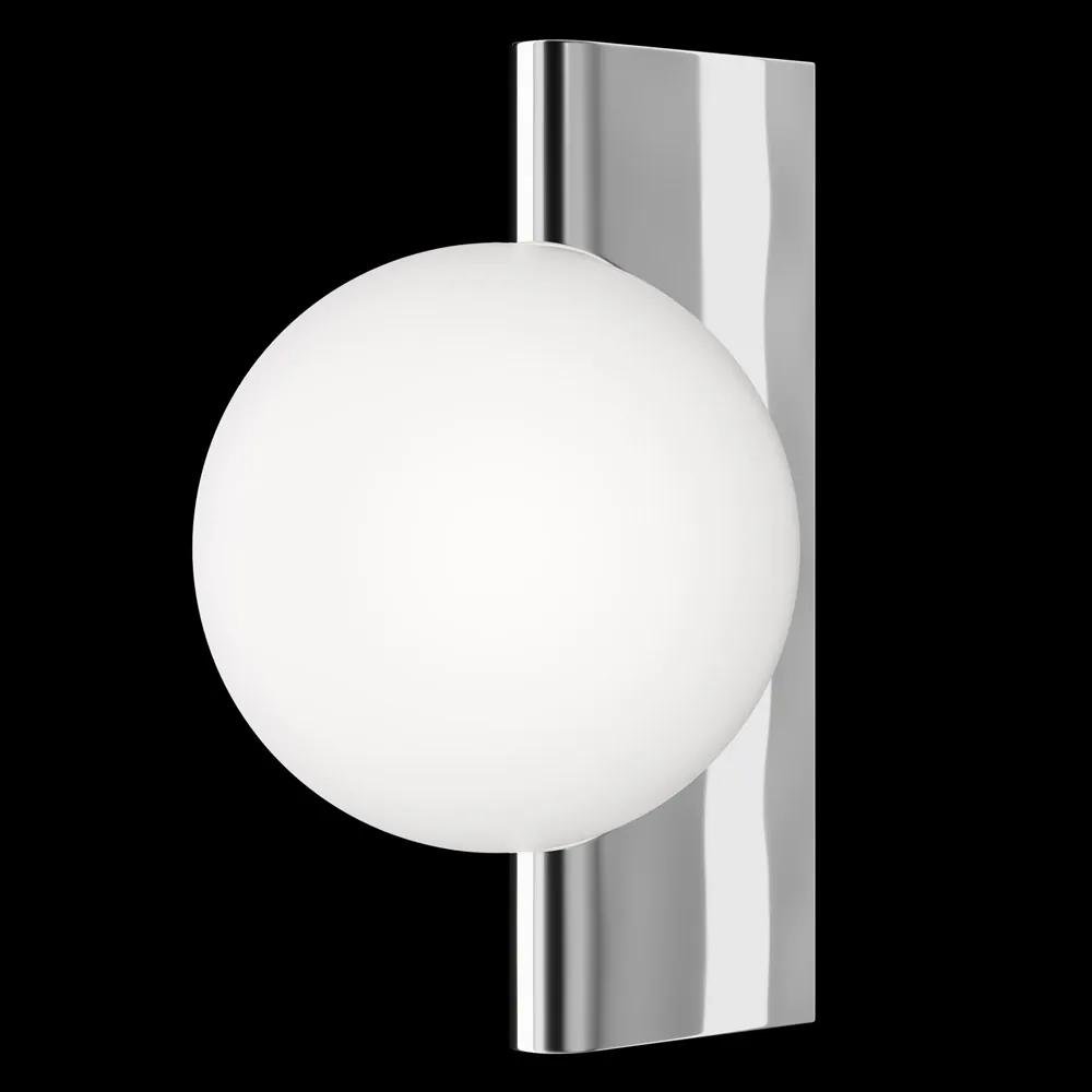 Applique Contemporanea Avant-Garde In Metallo Cromo 1 Luce Con Diffusore Bianco