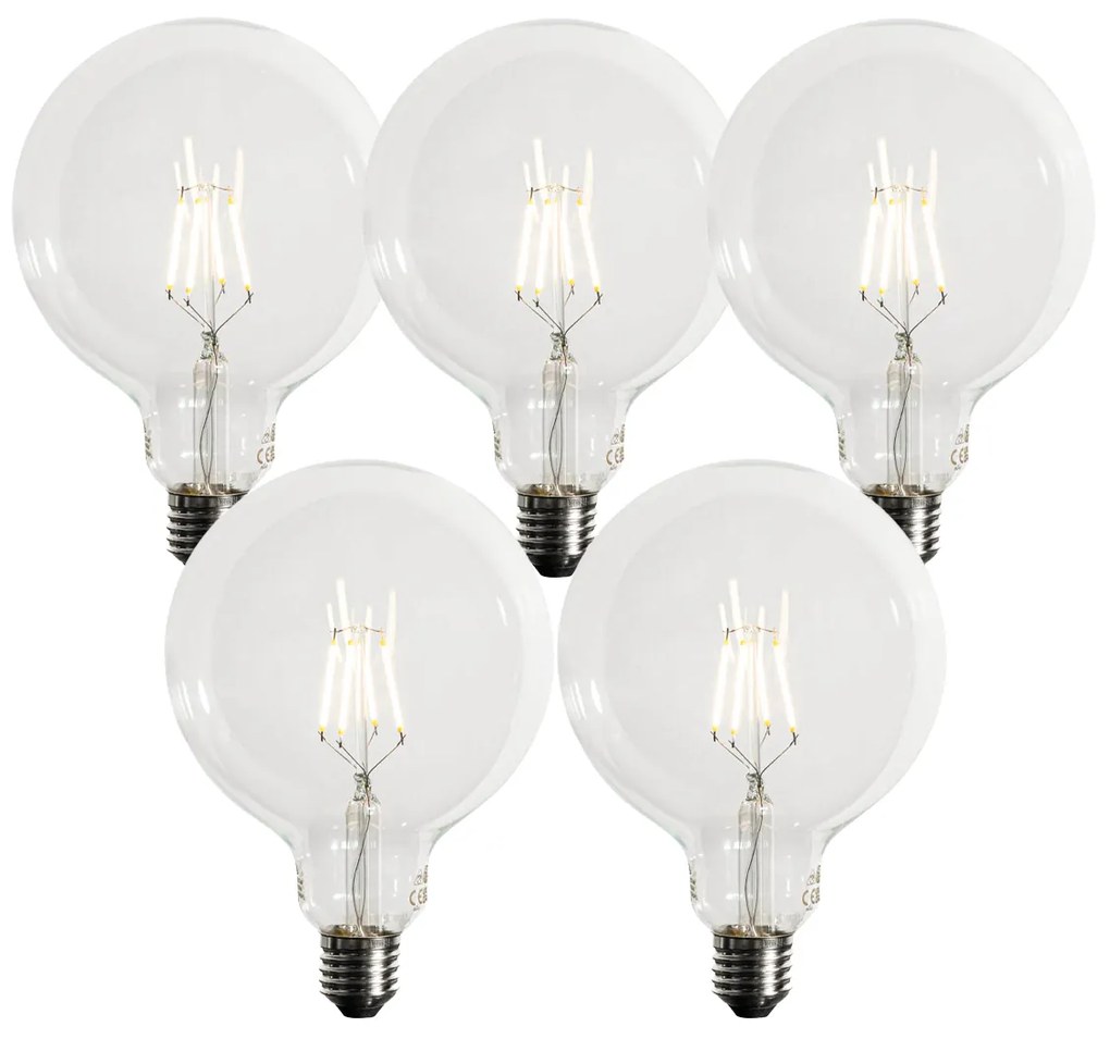 Set di 5 Lampadine LED dimmerabili E27 G125 5W 450 lm 3000K