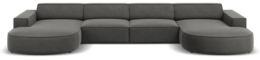Divano angolare in velluto grigio (a U) Jodie - Micadoni Home