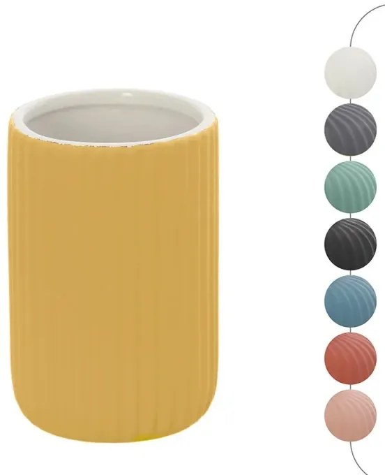 Portaspazzolini bagno dappoggio giallo in ceramica soft touch Spring