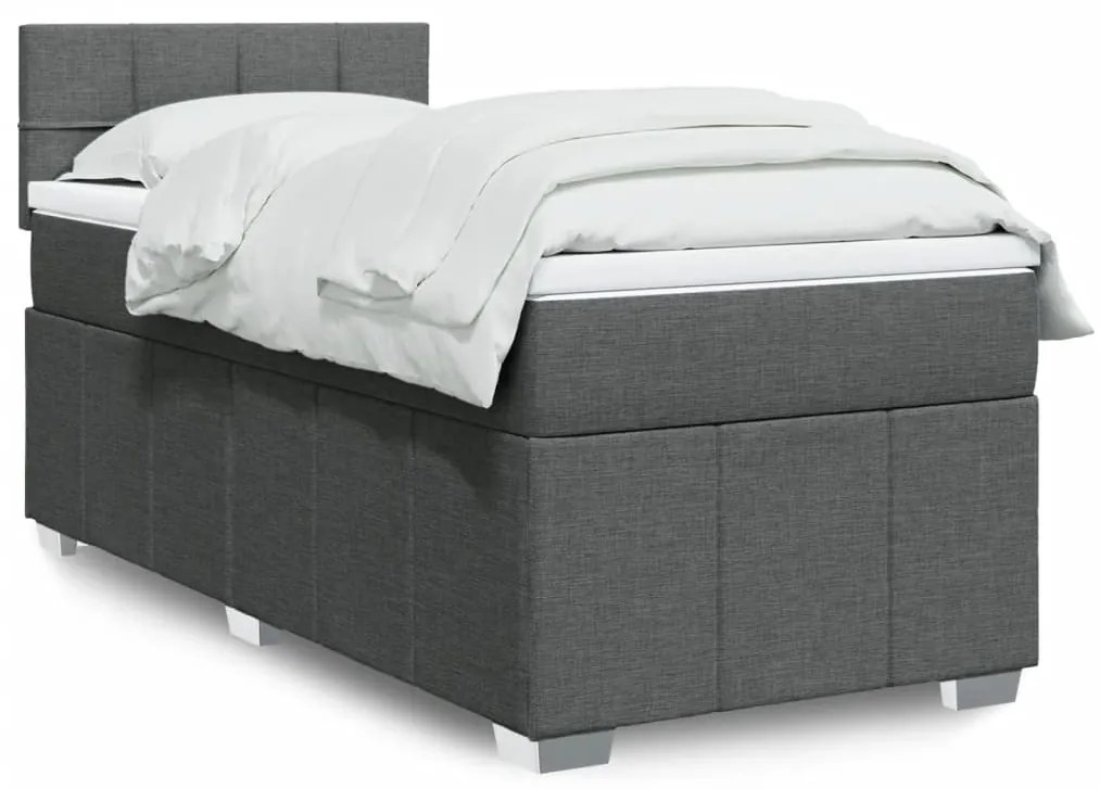 Giroletto A Molle Con Materasso Grigio Scuro 100x200 Cm Tessuto /