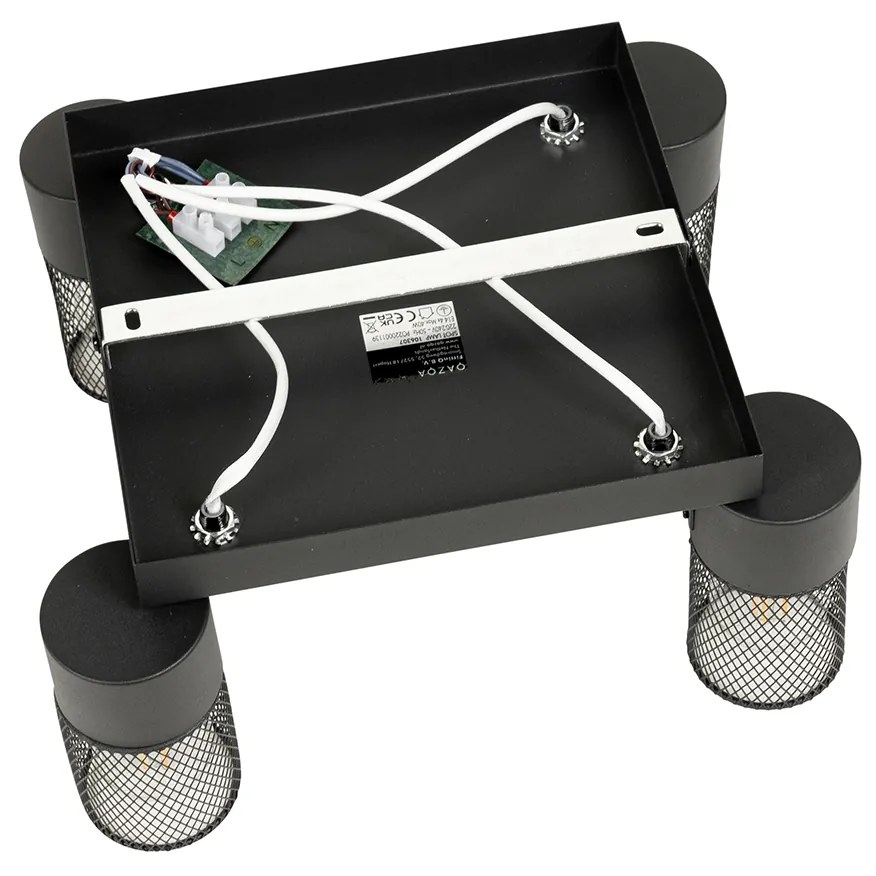 Faretto da soffitto industriale nero 4 luci orientabili - Jim