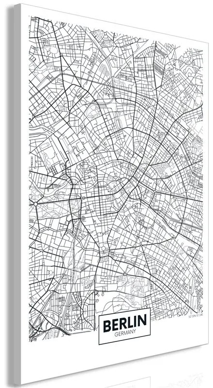 Quadro Map of Berlin (1 Part) Vertical  Colore bianco e nero, Dimensioni e Misure 40x60