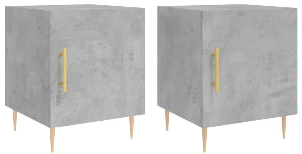 Comodini 2 pz Grigio Cemento 40x40x50 cm in Legno Multistrato