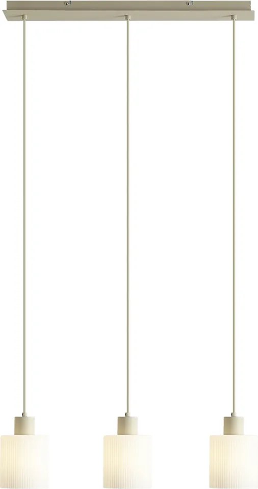 Lampada a sospensione scandinava beige con vetro bianco 3 luci - Wisp