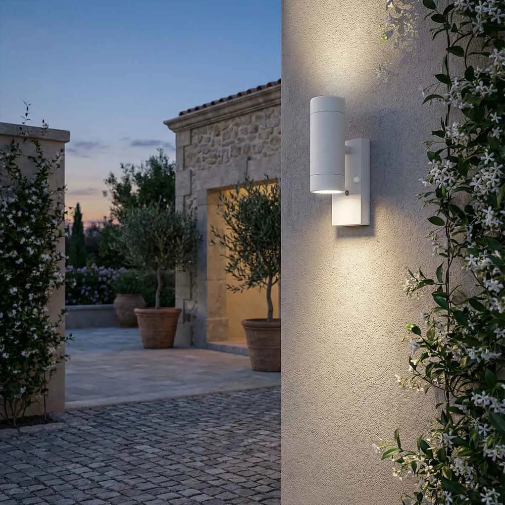 Applique Bidirezione GU10 con Sensore Crepuscolare IP65 - Bianca